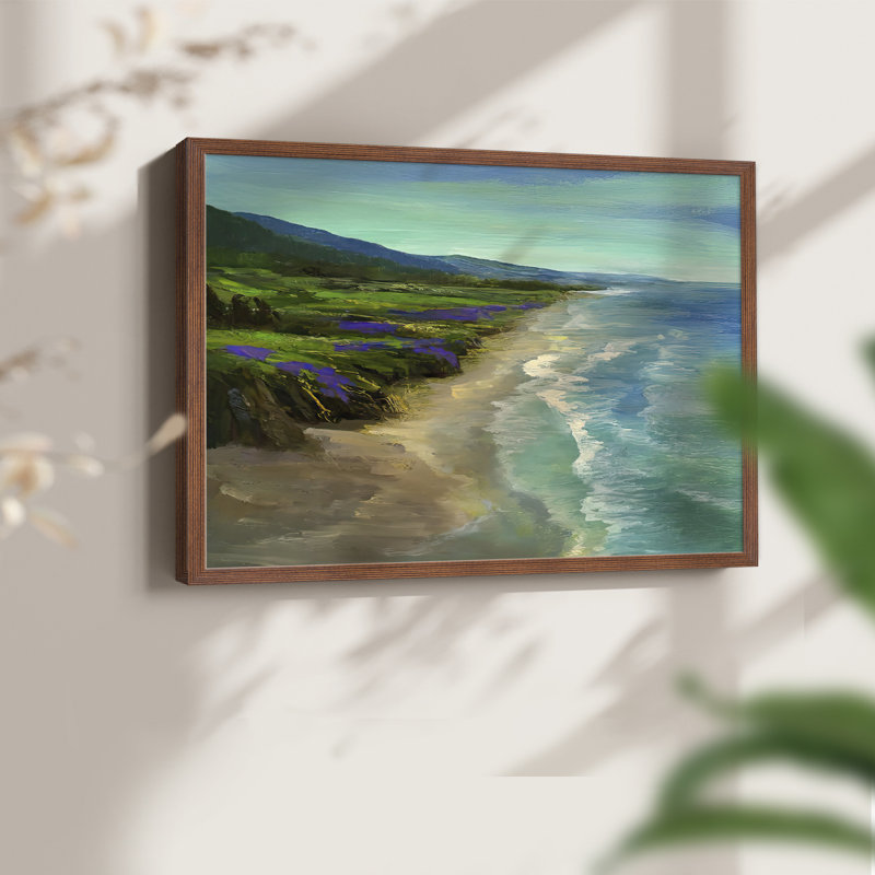 Montara Beach -Framed Print - Restickable, H 22 po x l 28 po, Noyer