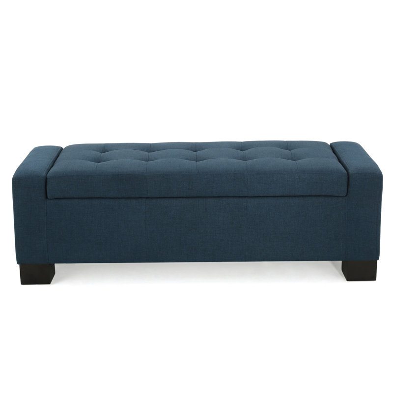 Gianluca Upholstered Ottoman, Dark Blue Fabric