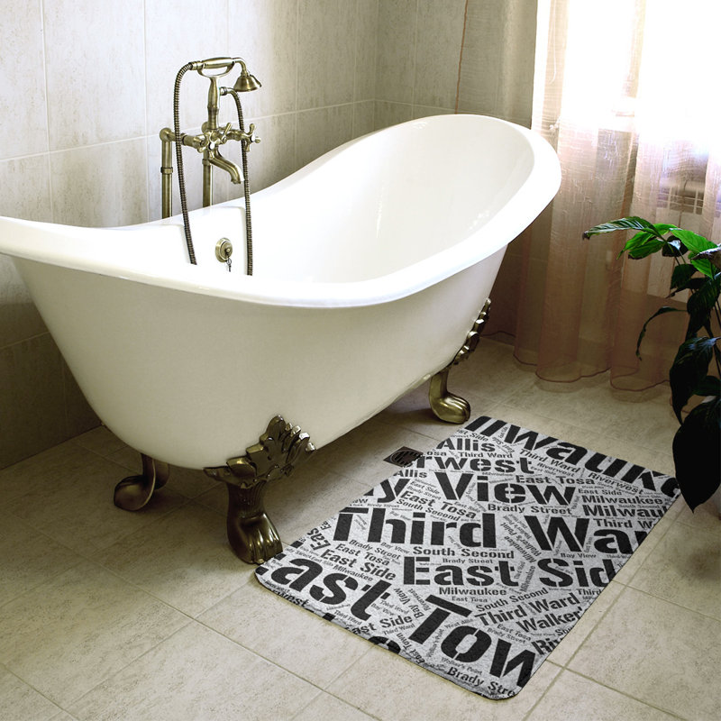 Milwaukee Memory Foam Non-Slip Bath Rug, Medium, Black