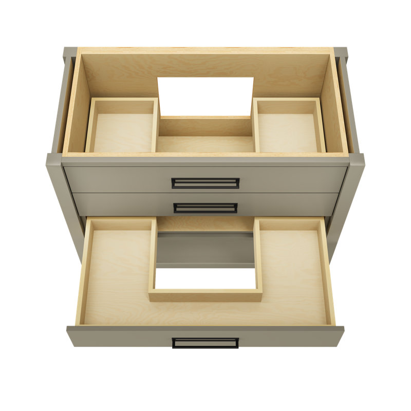 Kiawah Three-Drawer Single Bath Vanity, French Olive, Matte Black, 42"