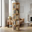 Bibliothèque rotative à 5 niveaux, grande bibliothèque ronde sur pied avec une rotation de 360 °, étagère de rangement en bois pour la chambre à coucher, le salon, le bureau personnel, naturel.