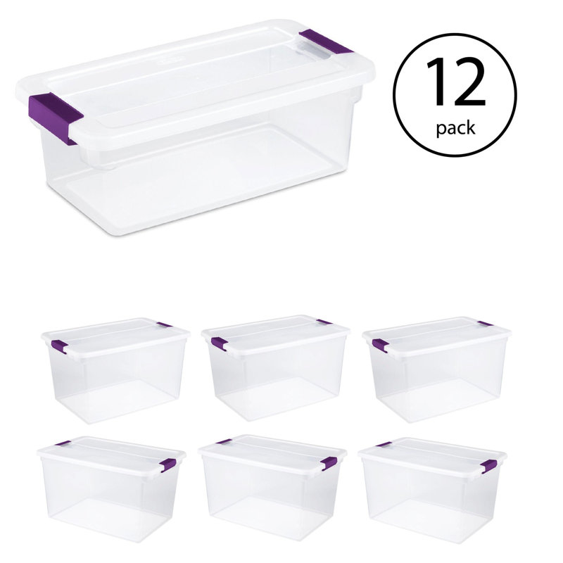 Sterilite 6 Qt Latch Storage Tote (12 Pack) and 66-Qt Latch Storage Tote (6 Pack)