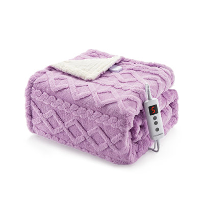 Jeté lavable à chauffage rapide - Jeté en sherpa épais et touffeté avec 10 niveaux de chauffage et 10 réglages de temps, certifié ETL
