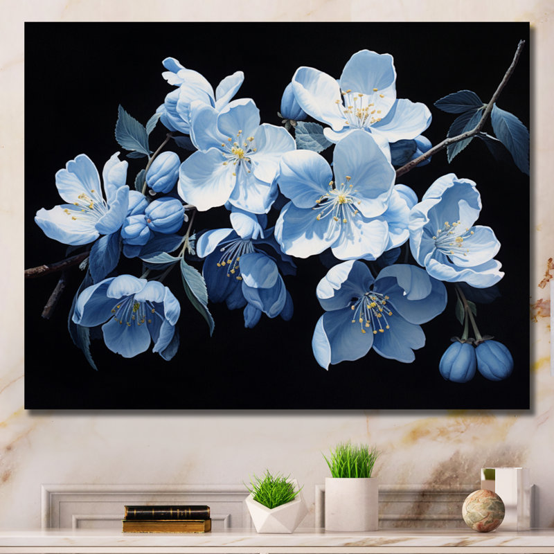 Fleur de pommier monochromatique élégance IV, reproduction sur toile, Toile tendue, H 34 po x l 44 po x P 1,5 po