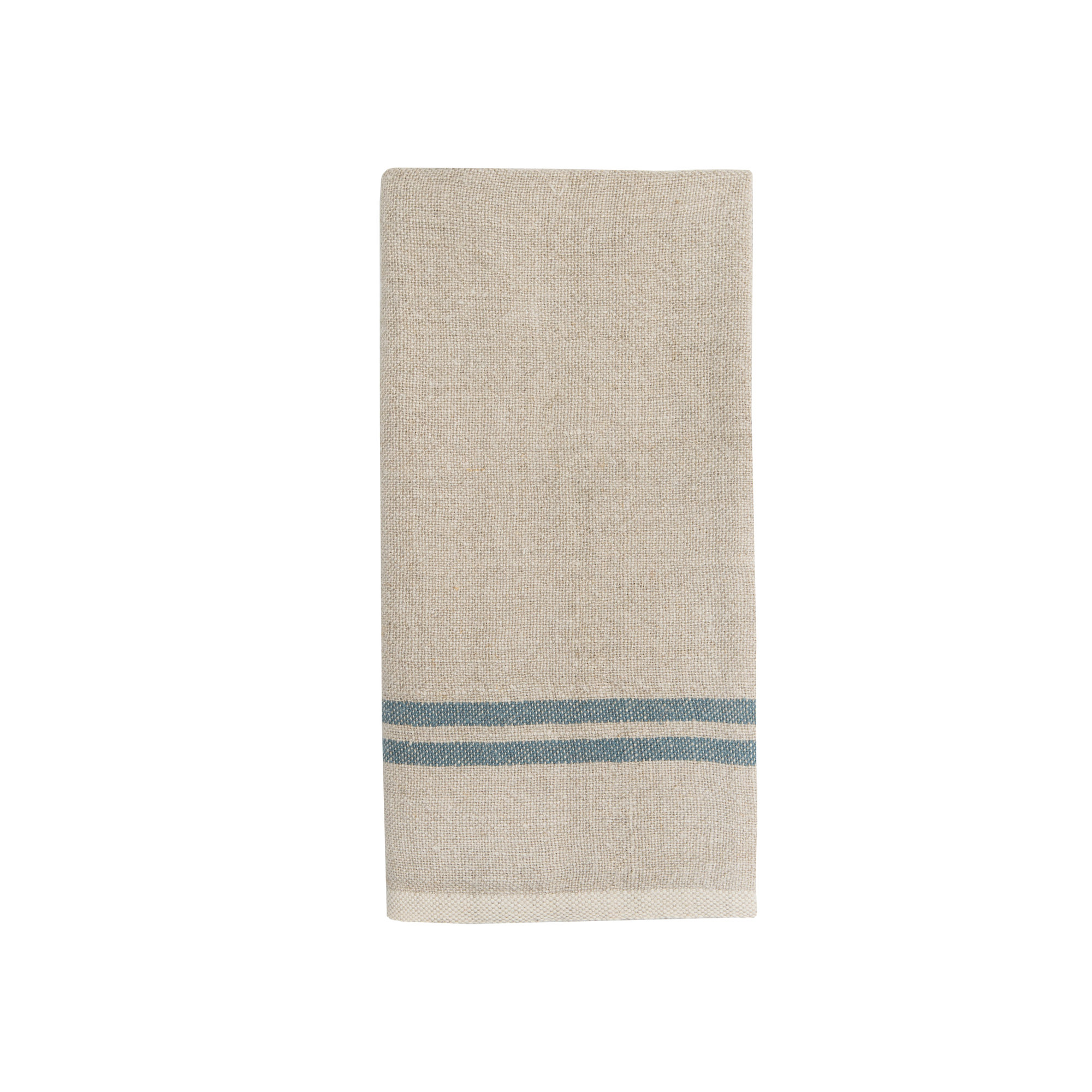 Brookline Stripe Tea Towel Kitchen Towel, Natural/Blue