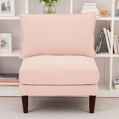 Chaise moderne sans accoudoirs rose avec coussin moelleux et pieds en bois Modern