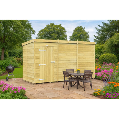 12ft x 5ft Pent Shed - Single Door without Windows