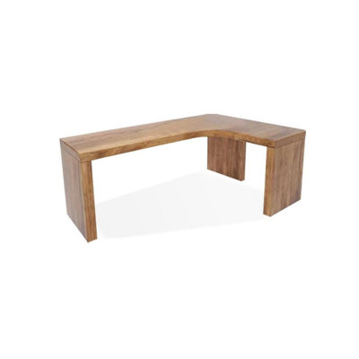 Bureau d'écriture en bois massif en L Burlywood