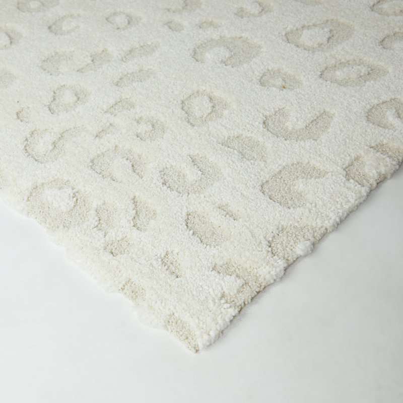 Adiansingh Leopard Print Machine Woven Cream/White Rug, Rectangle 80 x 150cm