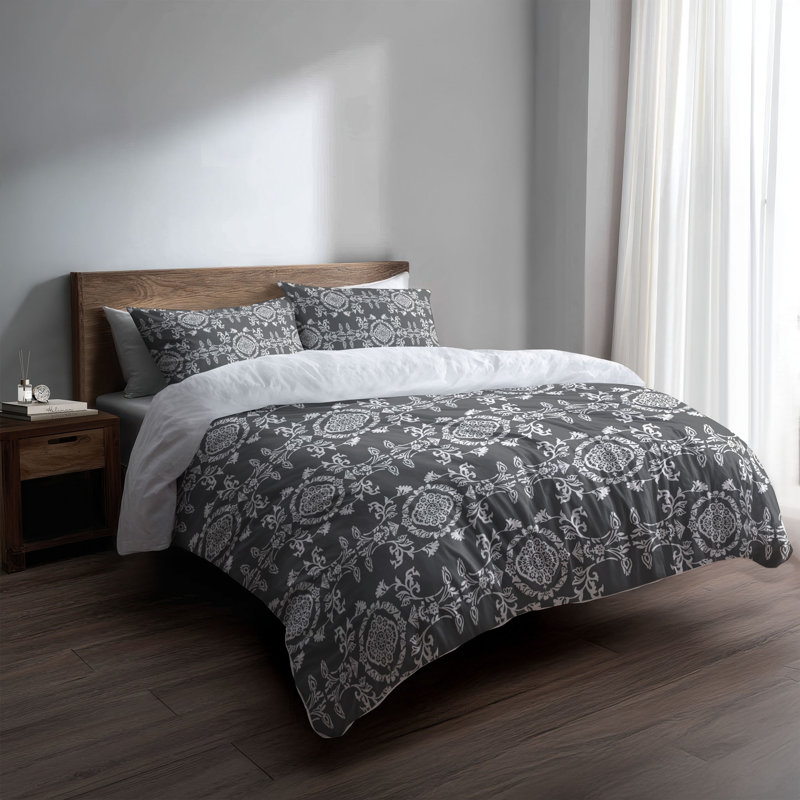 Ensemble d'édredon léger Jackie, Édredon très grand + 2 taies décoratives très , Gris anthracite