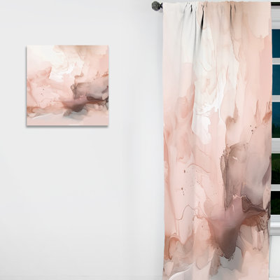 Pink Delicate Abstract Marble I - Modern Velvet Curtain - Room Darkening - 1 panel