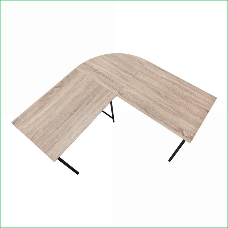 Bureaux, bureau d'angle moderne en L de 55 po, stratifié brun et métal noir | Taupe | Panneau de fibres à densité moyenne