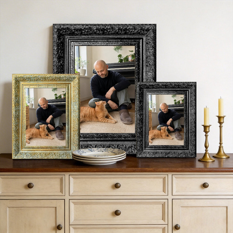 Cadre 3 photos noir avec support de table et crochets muraux 11 po x 14 po Black