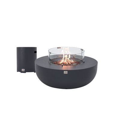 Eclipse 44" Round Propane Fire Pit Table with Wind Guard, Burner Lid & Tank Cover
