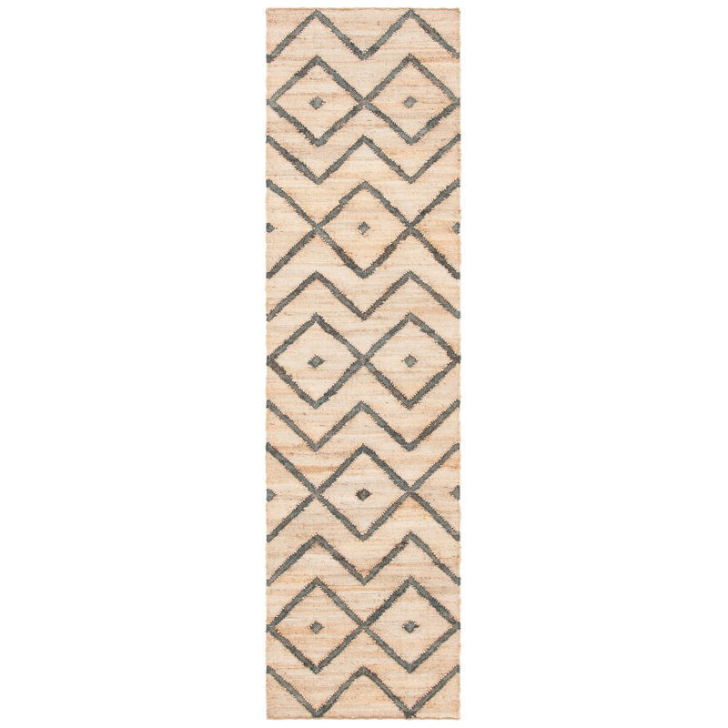 Hawes Hand Loomed Jute, Cotton Geometric Rug, Runner 2'3" x 7'