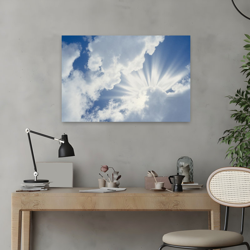 Cumulus, nuages dans le ciel, paysage contemporain contemporain, art, H 16 po x l 24 po