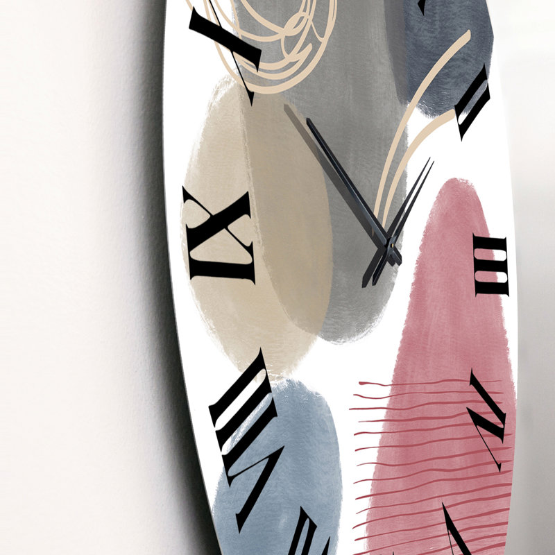 Red Blue and Grey Abstract Elements - Modern Wall Clock, Small