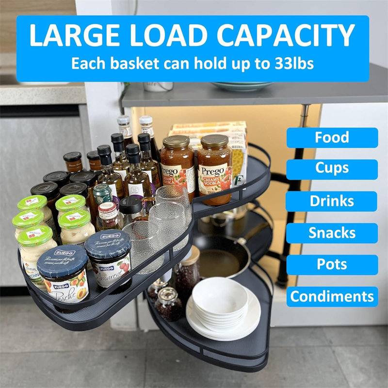 Blind Corner Cabinet Organiser, Gray