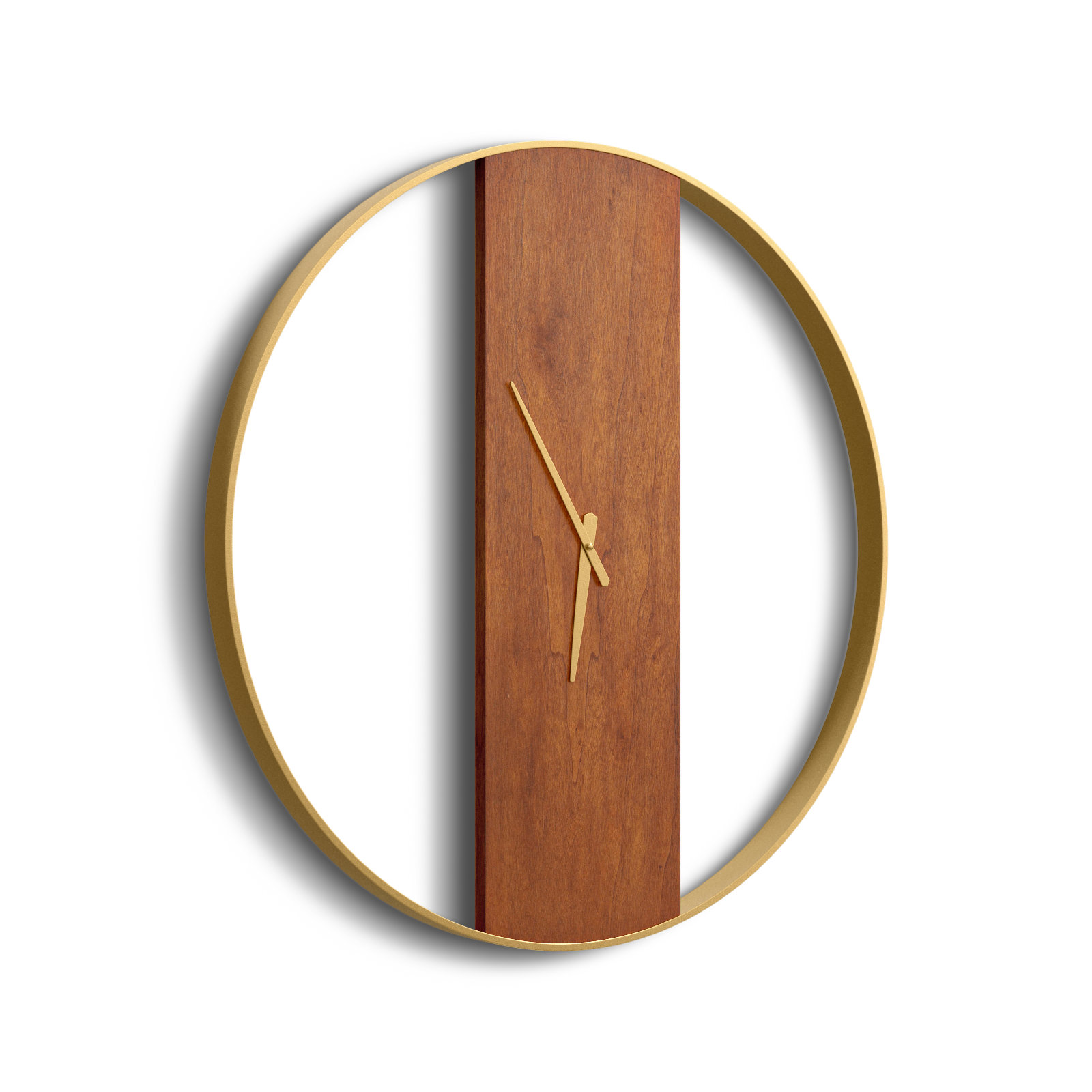 Gwennie Metal Wall Clock , Walnut Brown/Gold, 24" Diameter