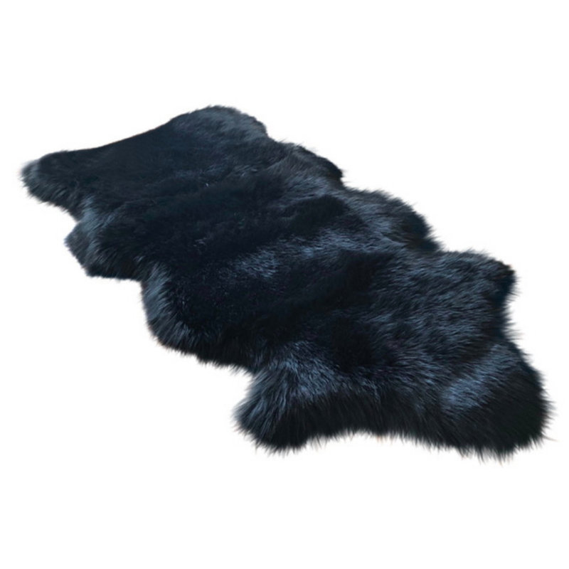 Tapis noir en peau de mouton Amaranta, Nouveauté 2 pi x 4 pi