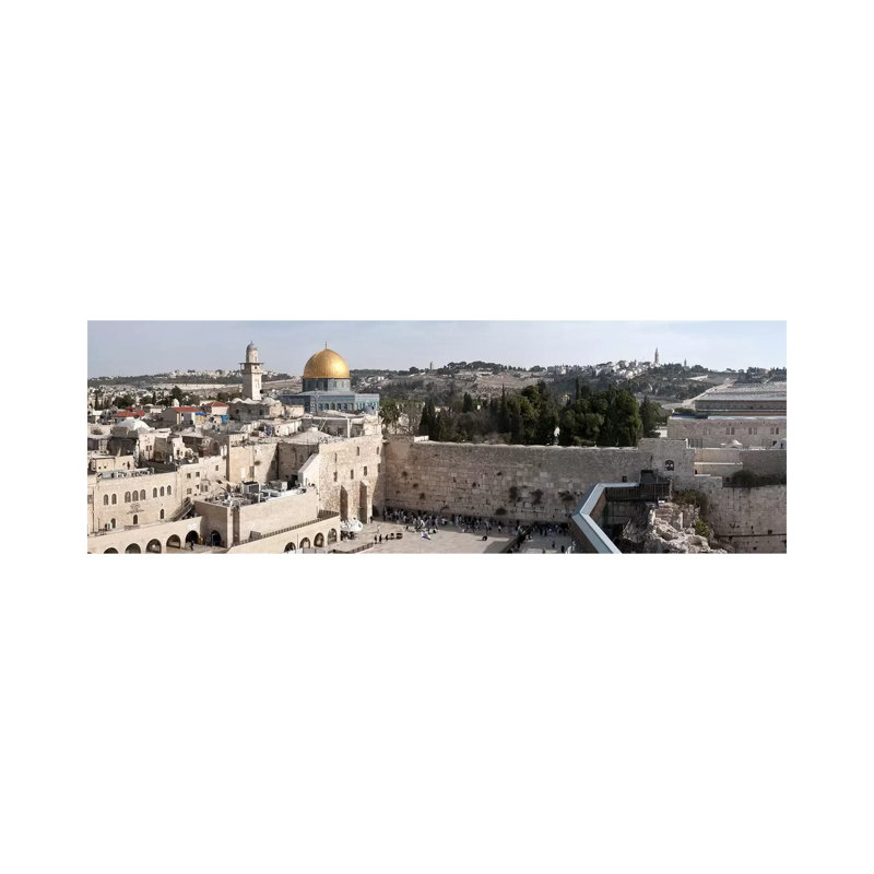 Tourists Praying At A Wall, Wailing Wall, Dome Of The Rock, Temple Mount - Wrapped Canvas Panoramic Print