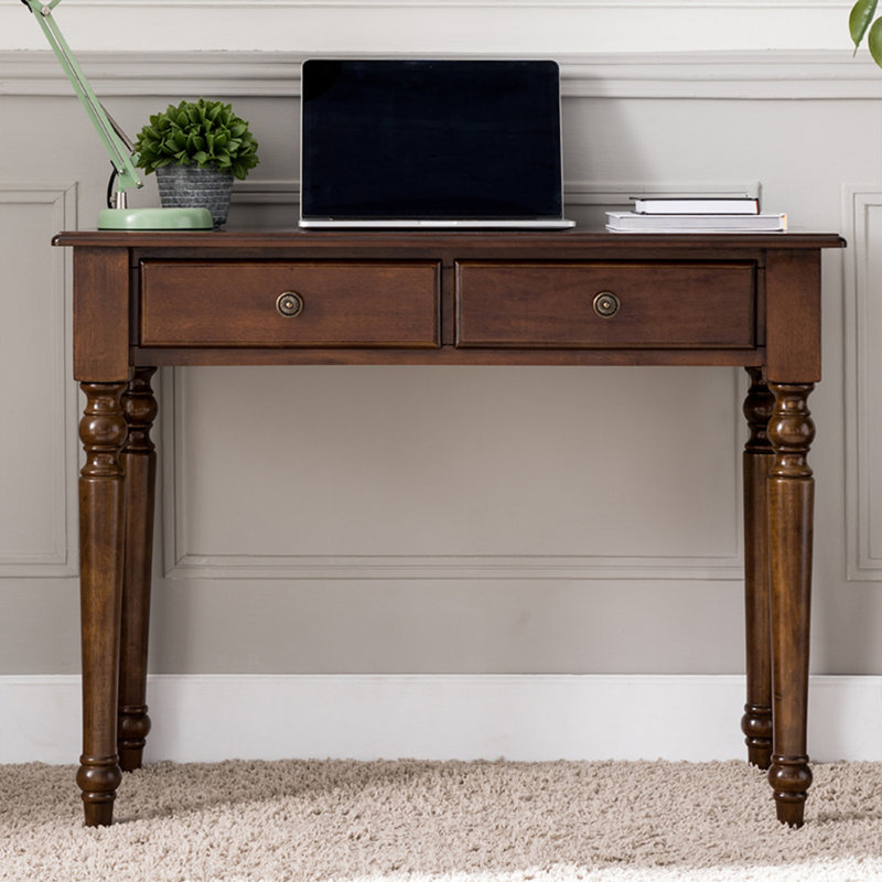 47.24"Brown Retro Rectangle Solid Wood Writing Desk,2-drawer, 29.92" H x 47.24" W x 19.69" D