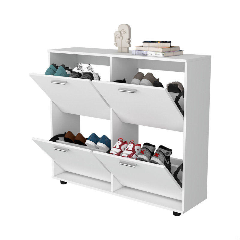 Armoire de rangement à chaussures inclinable avec plusieurs compartiments et design moderne