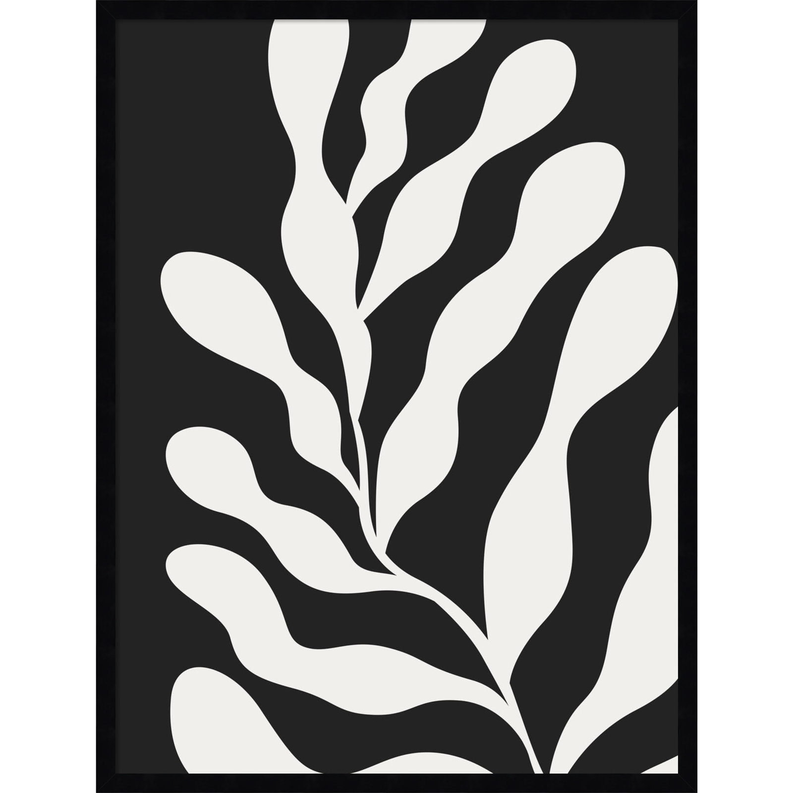 Erminia "Retro Matisse Botanical 3" Print, Black, 33" H x 25" W x 1" D