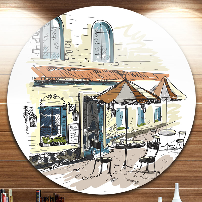 « street café », reproduction d’art sur métal, H 38 po x l 38 po x P 1 po
