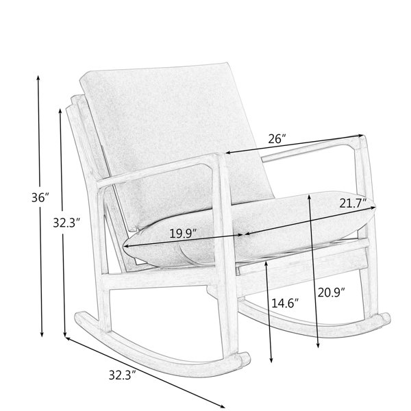 Gracie Oaks Solid Wood Rocking Chair, rocker, upholstered rocker ...