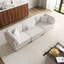 Canapé modulaire rembourré 3 pièces en velours côtelé beige avec dossier coussiné et pieds en bois massif 3 pièces-112211705