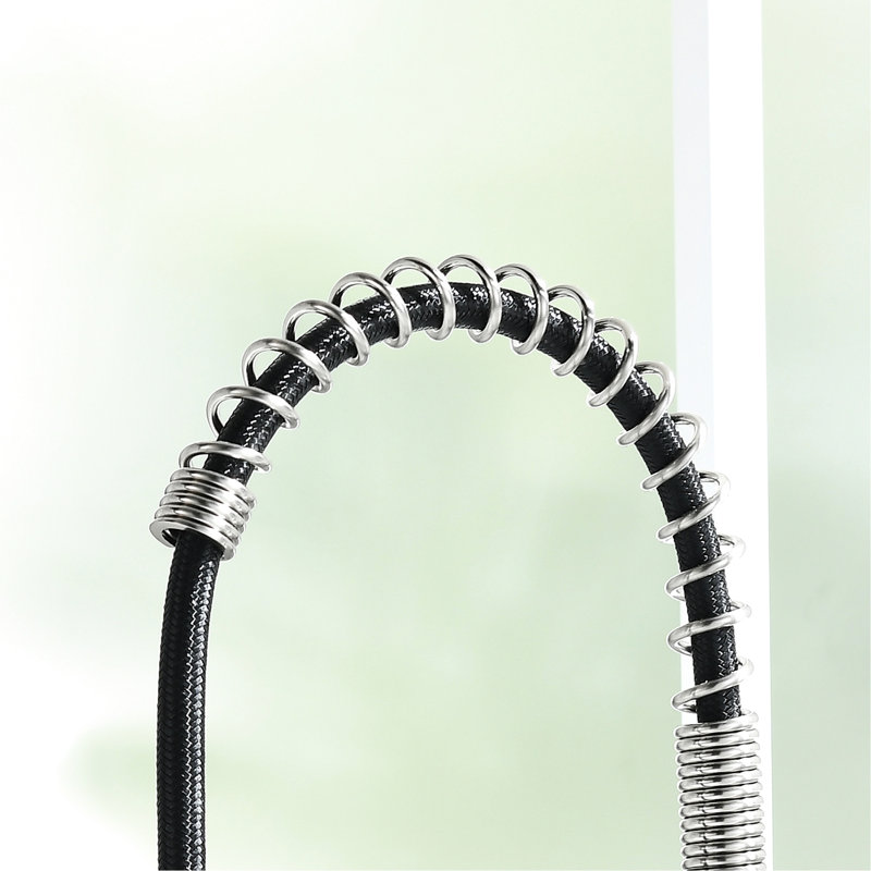 Robinet de cuisine noir et argenté - douchette extractible, commande à levier unique, corps en laiton économiseur d'eau, finition nickel, revêtement anticorrosion