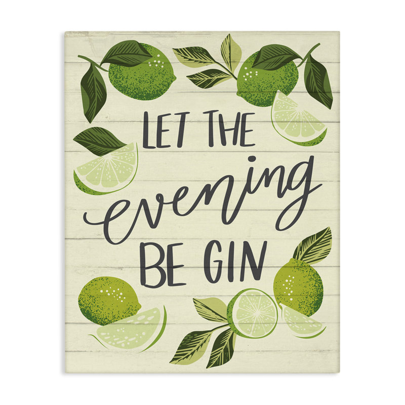  «Let Evening Be Gin», art mural sur toile par Caroline Alfreds, H 20 po x l 16 po