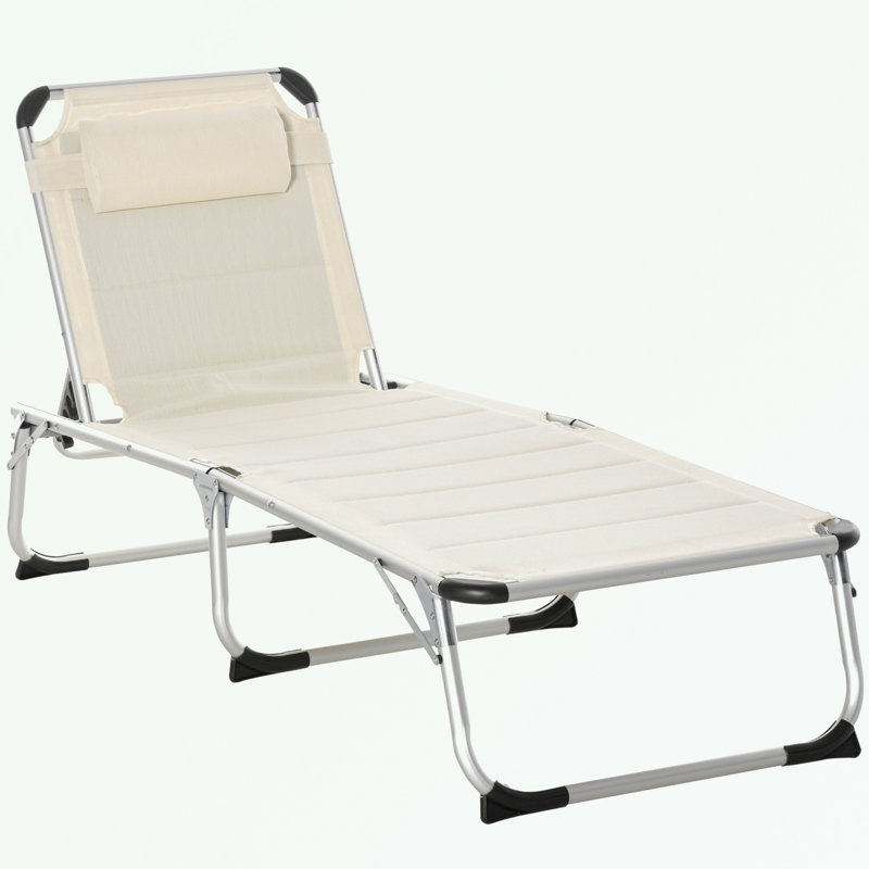 Fauteuil d'extérieur pliant sans accoudoirs avec pieds robustes, Blanc, Argent argent