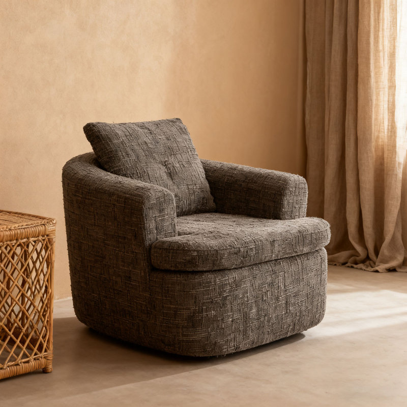 Chaise d'appoint avec structure en métal, chaises de salon rembourrées avec coussins, Brun