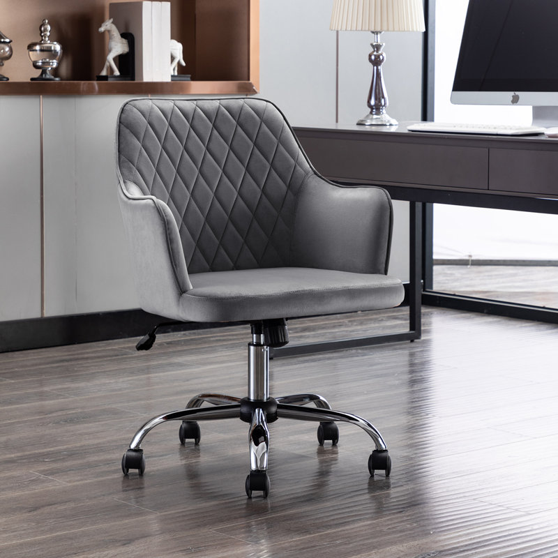 Chaise de travail Sekani, Gris, Chrome