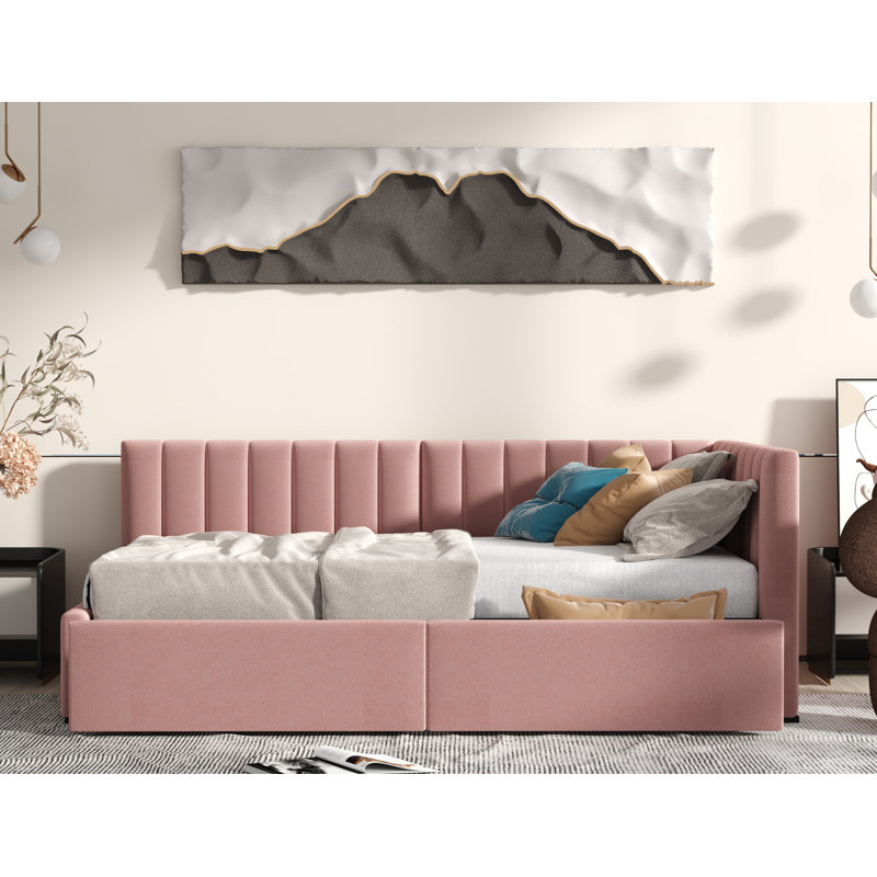 Sofa Bed Frame No Box Spring Needed, Pink