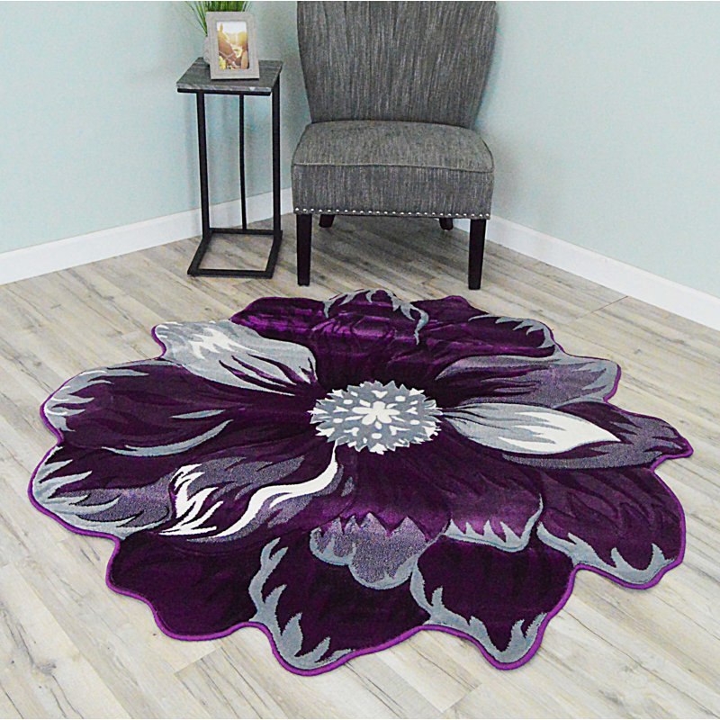Tapis mauve à motif floral Duraisamy, Nouveauté 5 pi 3 po