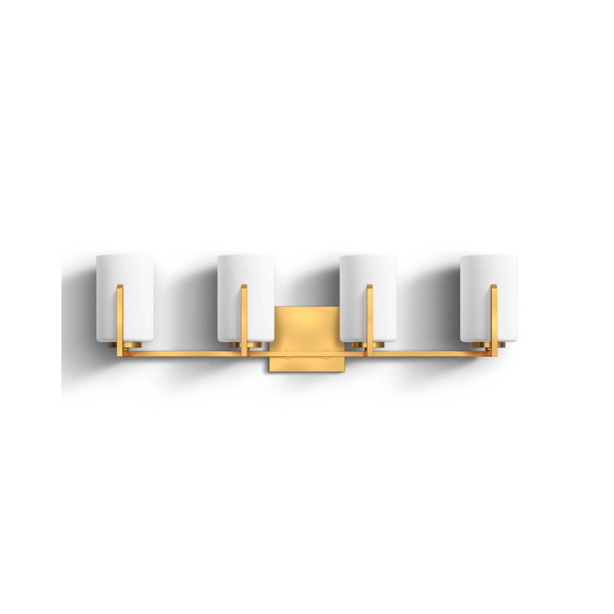 Ronsie 29.75" W 4-Light Dimmable Steel Vanity Light , Satin Brass
