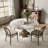 Aversa Modern Round Dining Table, Sintered Stone & Travertine Top | Solid Wood Base, 1-Step Easy Assembly For Dining Room-930410359-930410355