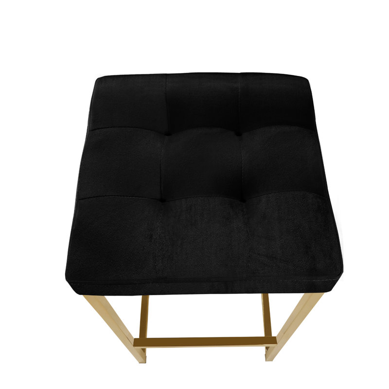 Tabouret de comptoir à tuyaux II en velours, Noir, noir, noir, noir