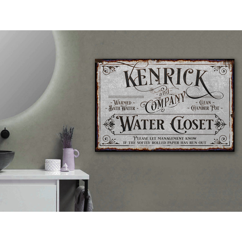 Bathroom Sign Family Name Personalized On Metal, 12" H x 18" W x 0.04" D, Yes