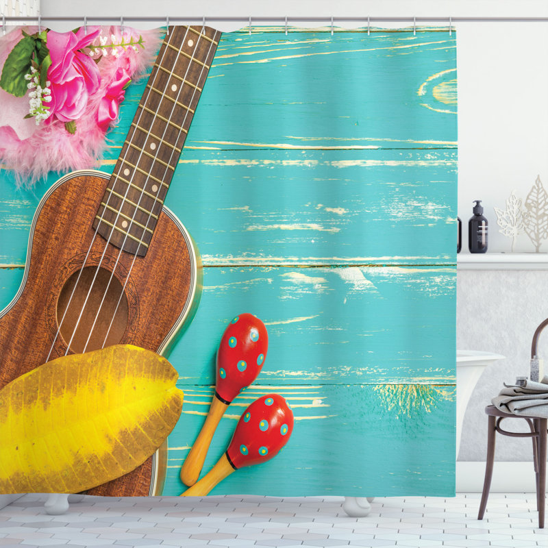 Ensemble de rideau de douche musical et crochets, H 69 po x l 105 po