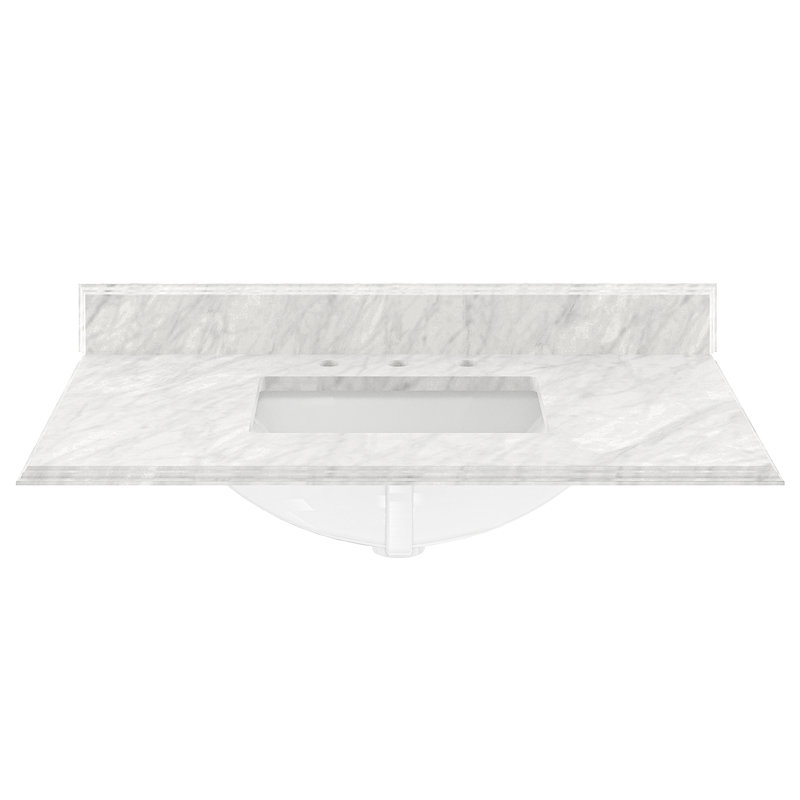 Plateau de meuble-lavabo simple 37 po en blanc avec lavabo, Bull bull