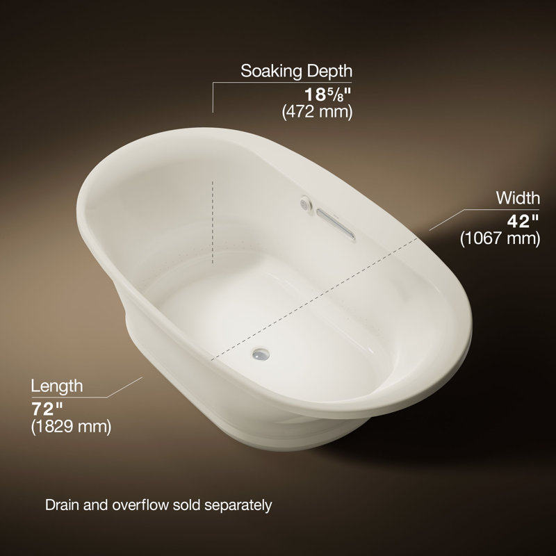 Underscore 72" x 42" Drop In Air Acrylic Bathtub with Heater, Biscuit
