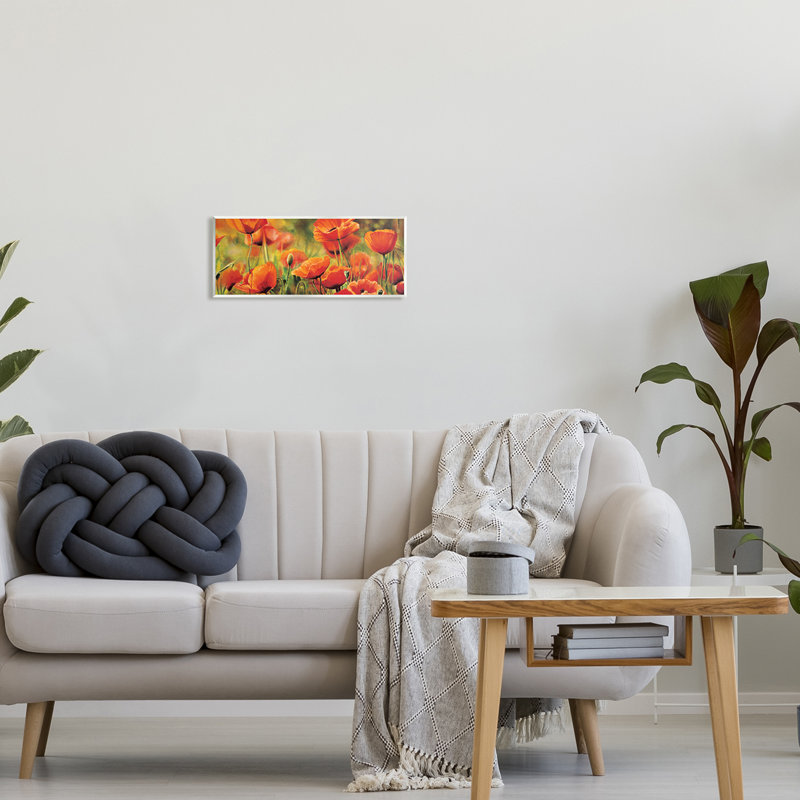 «Wild Poppy Flowers Spring Blooms» par Pierre Viollet - Peinture, H 7 po x l 17 po x P 0,5 po, Bois
