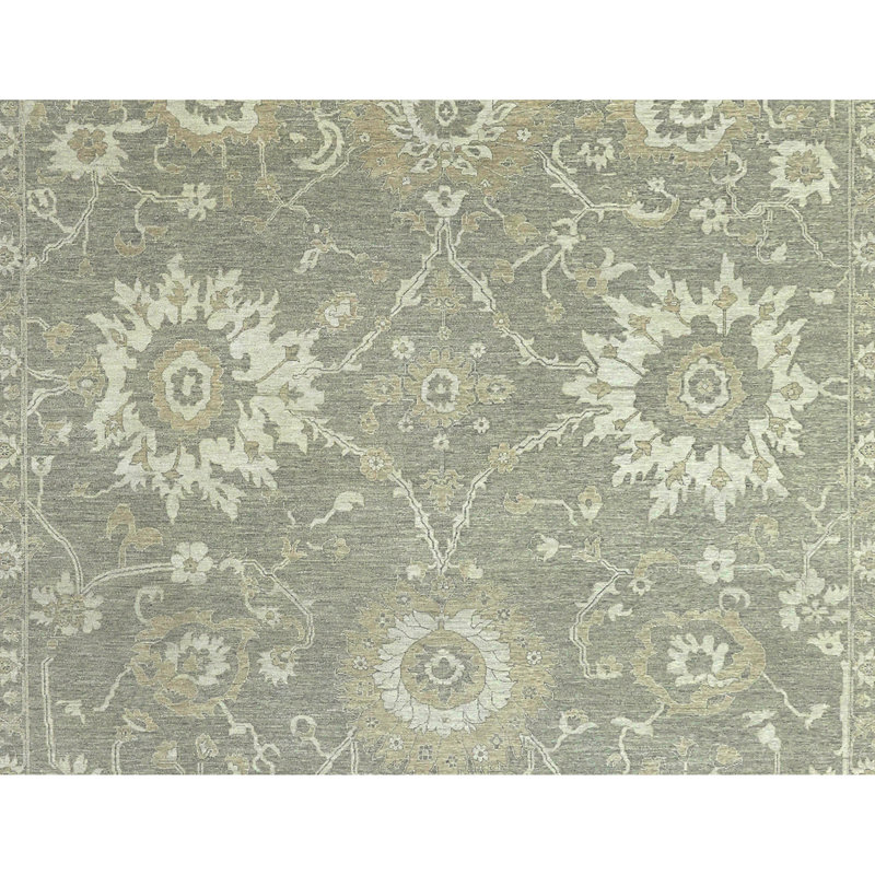 Hand Knotted Wool Area Rug in Beige, Rectangle 5' x 8'