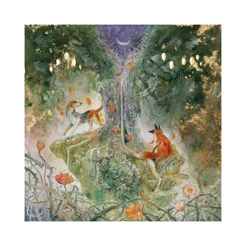 Fox and hound - impression sur toile tendue, H 12 po x l 12 po x P 0,75 po