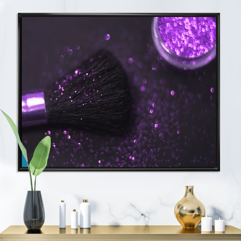 «Purple Glitter Sparkle», reproduction d'art sur toile Glam, H 8 po x l 12 po x P 1 po, Cadre flottant noir