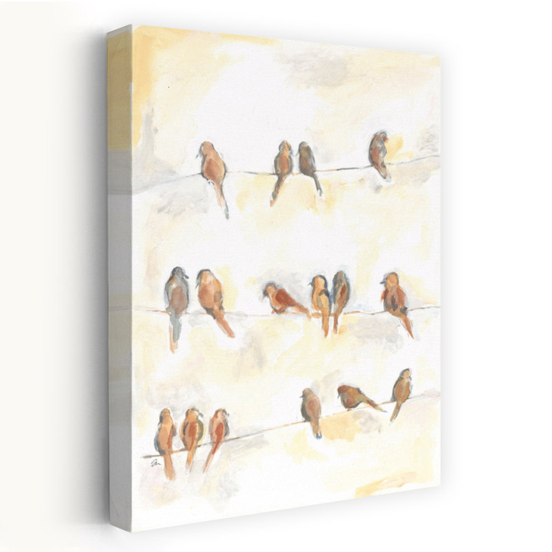 Art contemporain abstrait d'oiseaux douillets, H 24 po x l 16 po